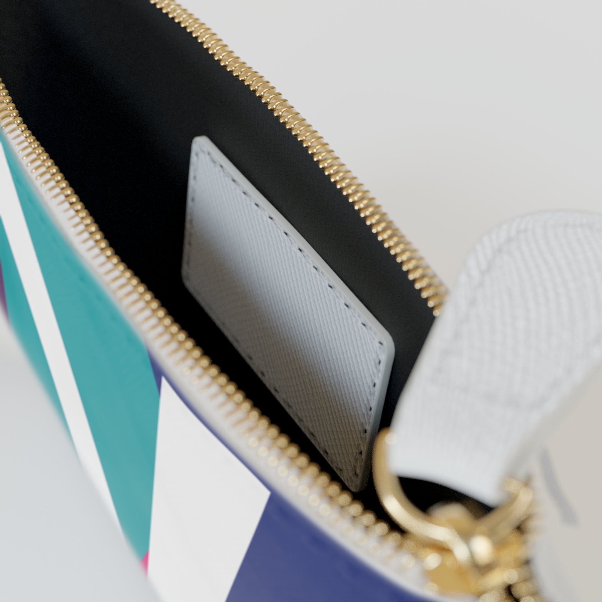 Initial V Mini Clutch — Colorblock Monogram Wristlet Wallet