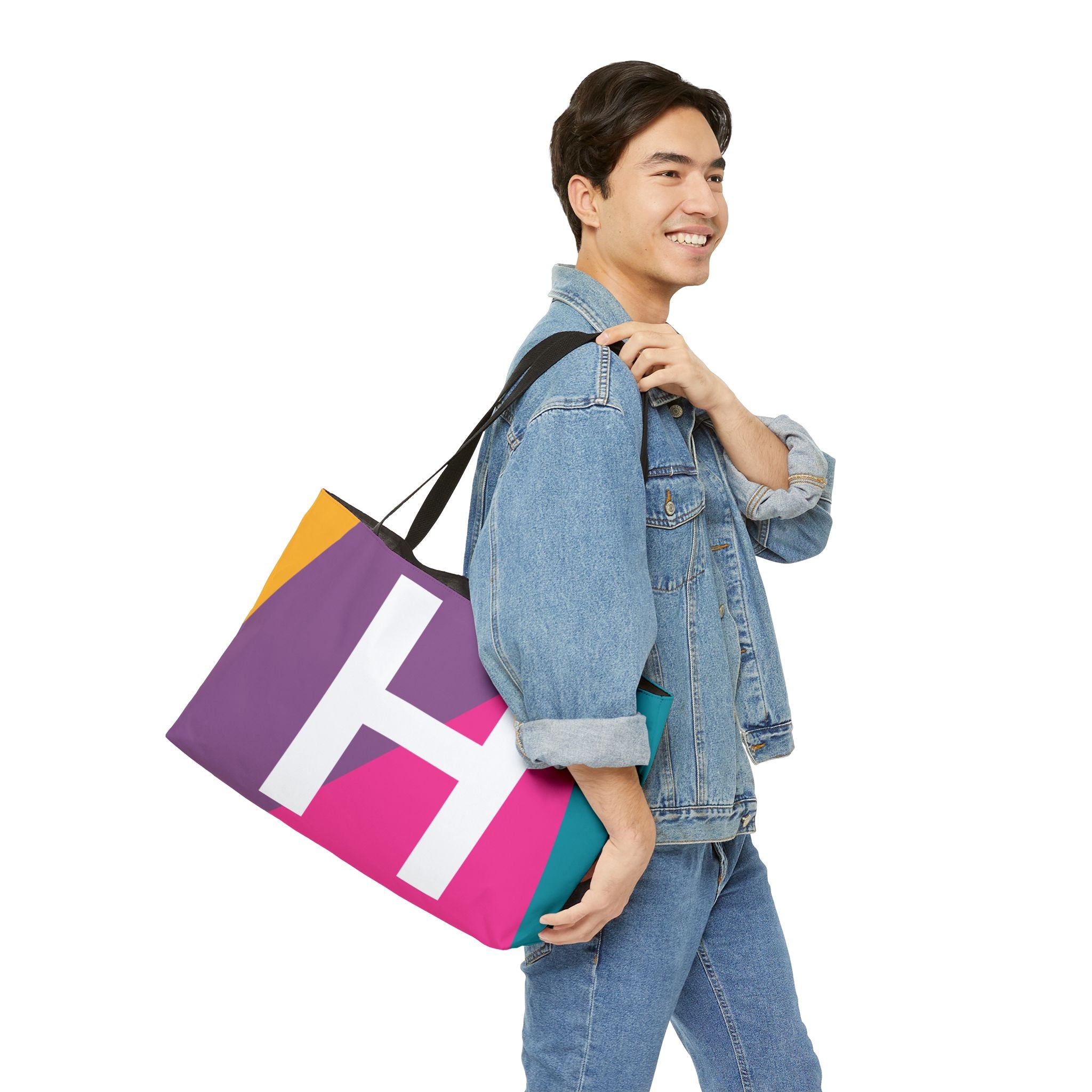 Personalized 'H' Colorblock Tote Bag — Monogram Weekender Tote