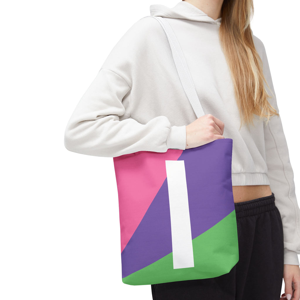 Monogram 'I' Colorblock Tote Bag — Personalized Initial I Shoulder Tote