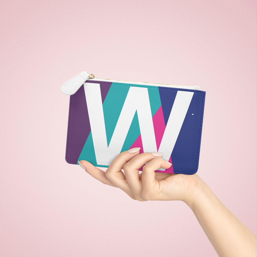 Initial W Mini Clutch — Colorblock Monogram Wristlet Wallet