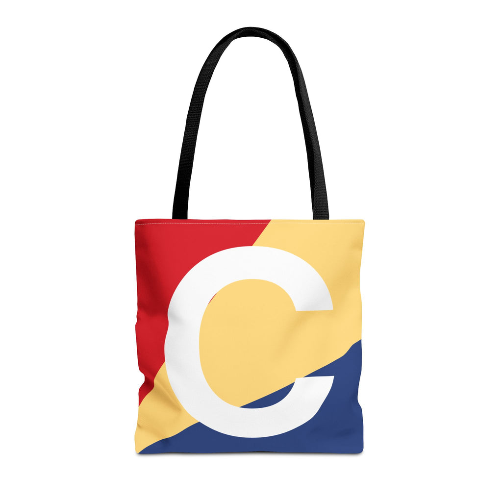 Monogram 'C' Colorblock Tote Bag — Personalized Initial C Shoulder Tote