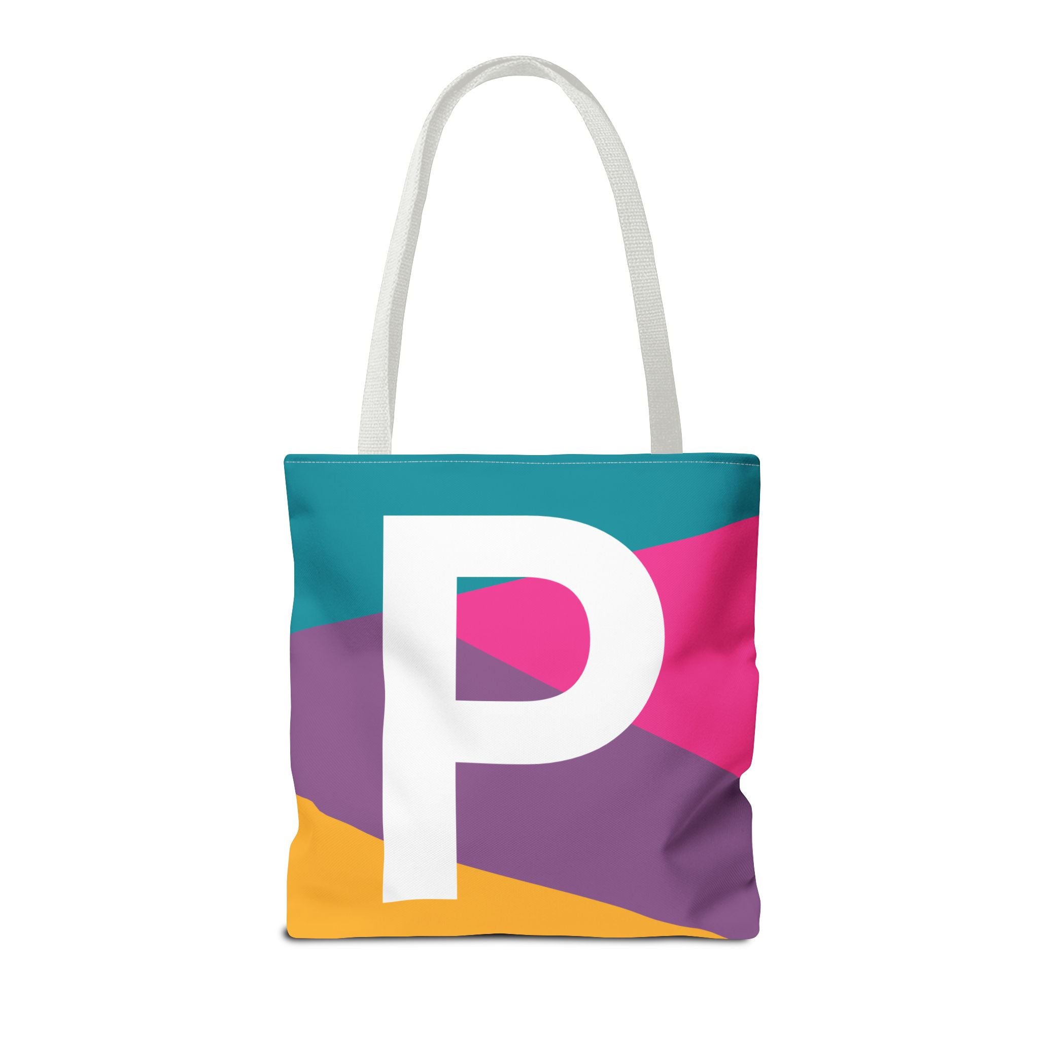 Monogram 'P' Colorblock Tote Bag — Personalized Initial P Shoulder Tote