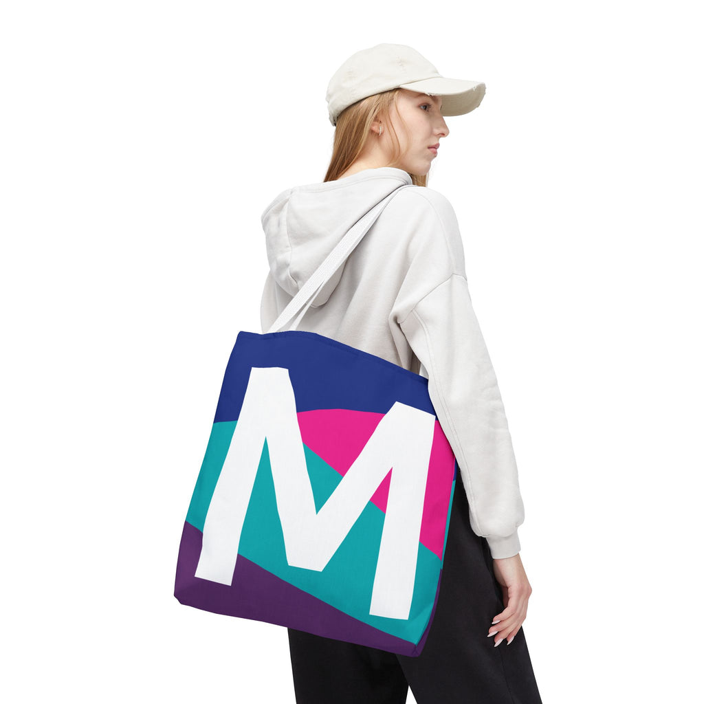 Monogram 'M' Colorblock Tote Bag — Personalized Initial L Shoulder Tote