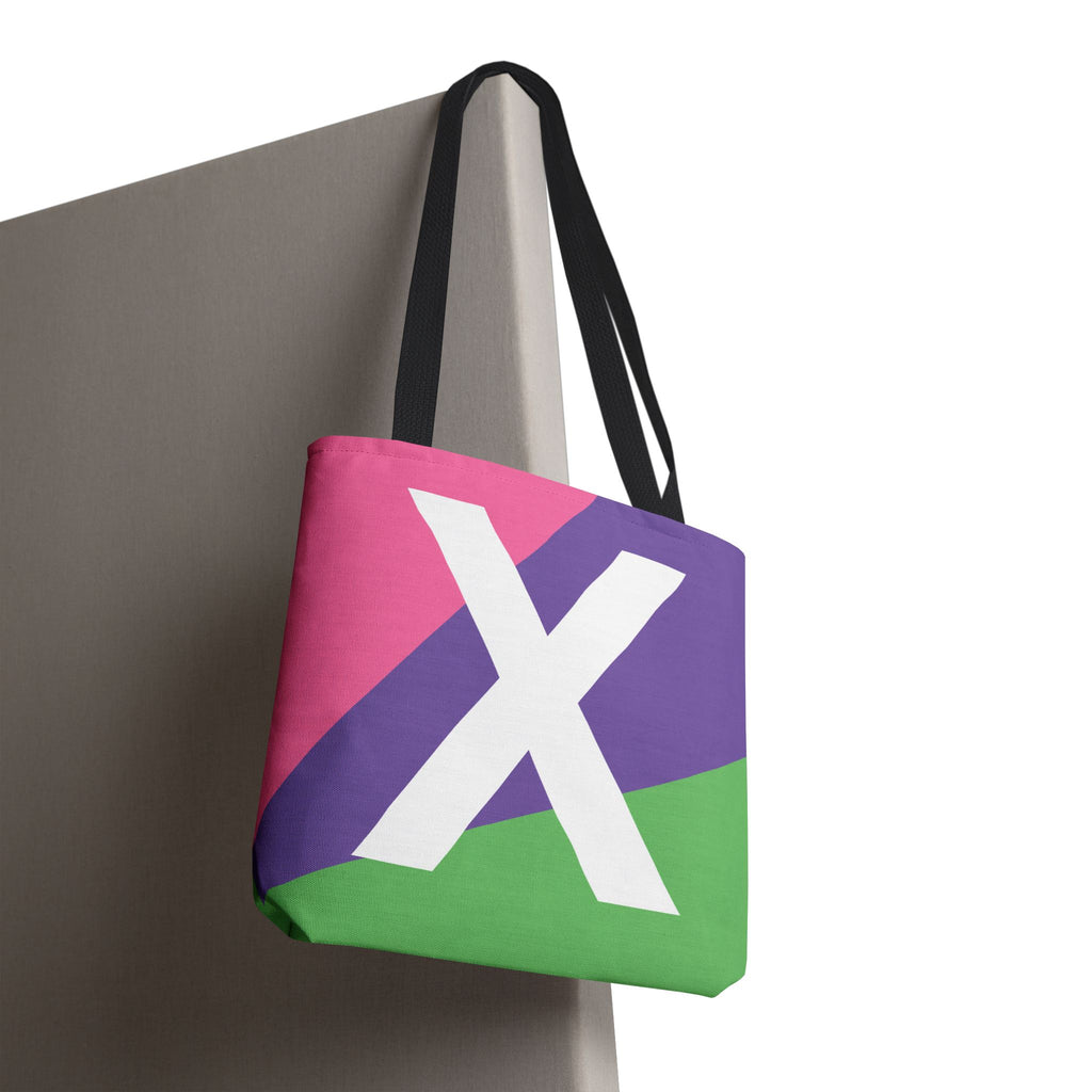 Monogram 'X' Colorblock Tote Bag — Personalized Initial X Shoulder Tote
