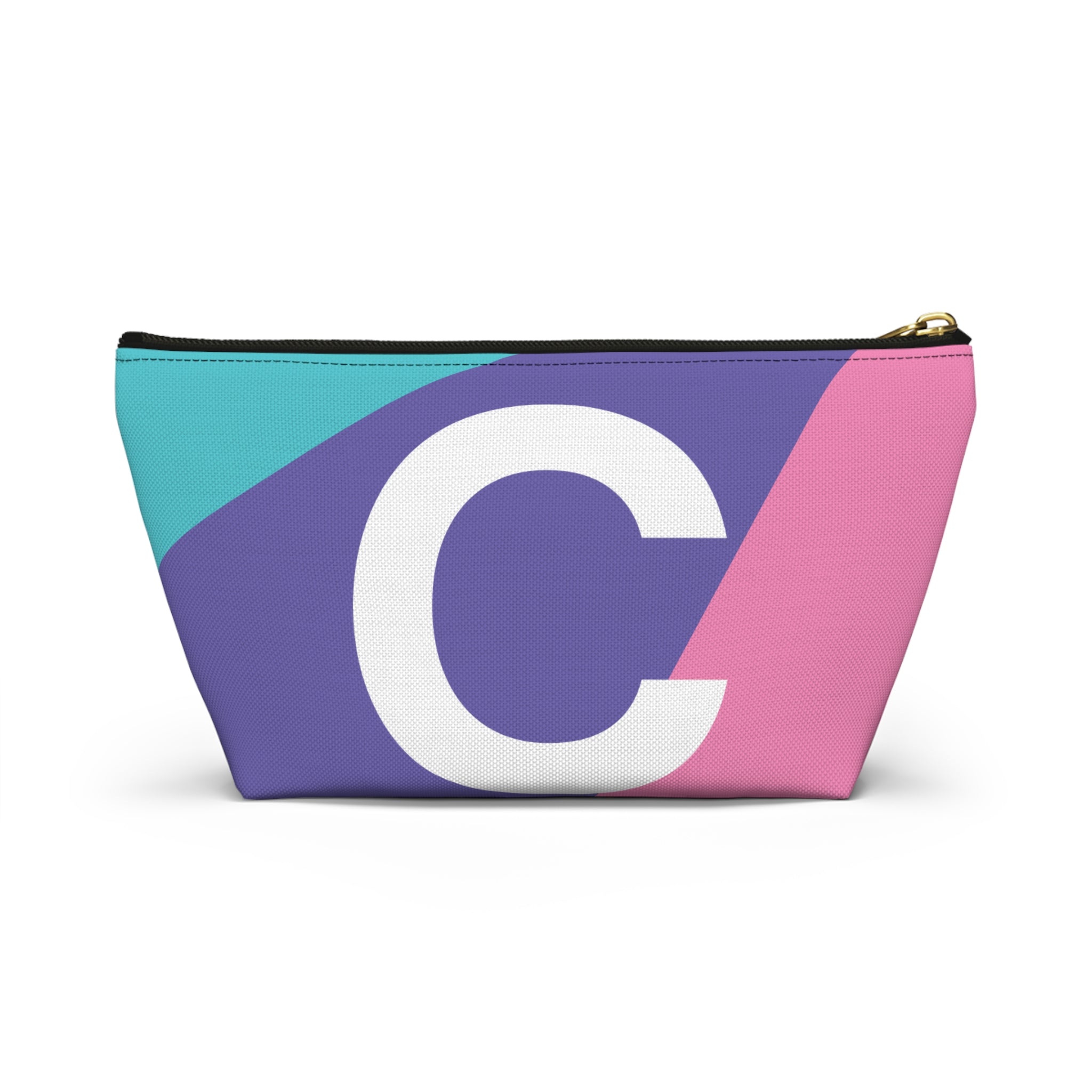 Initials Colorblock Accessory Pouch — Monogram C T-Bottom Cosmetic Bag