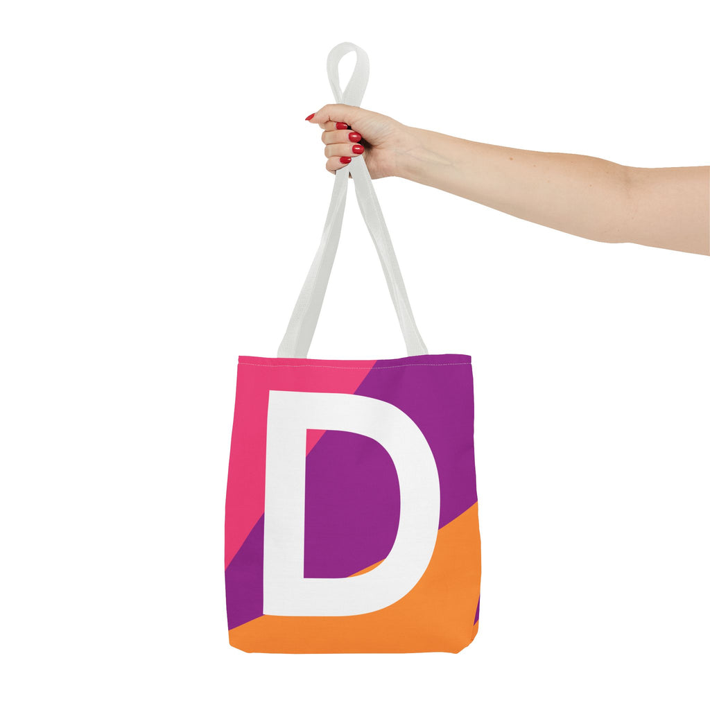 Monogram 'D' Colorblock Tote Bag — Personalized Initial D Shoulder Tote