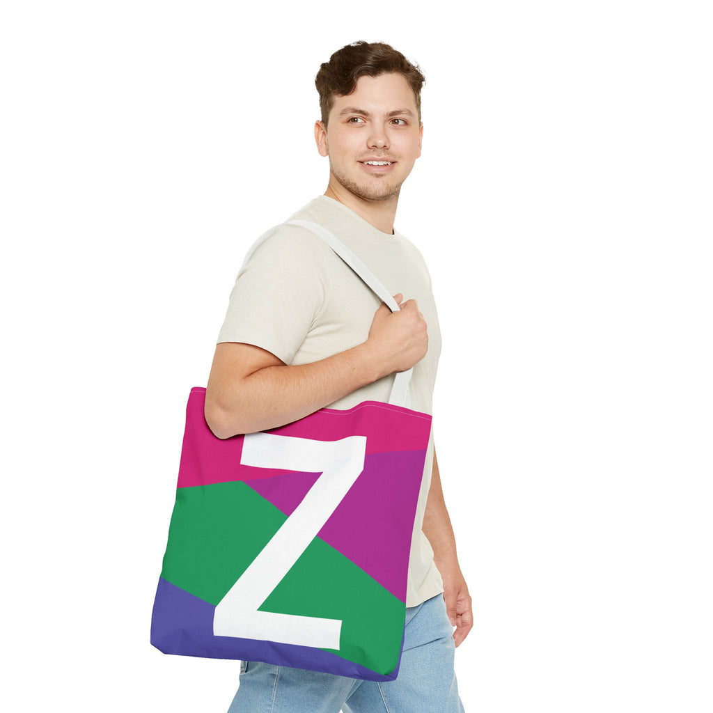 Monogram 'Z' Colorblock Tote Bag — Personalized Initial Z Shoulder Tote