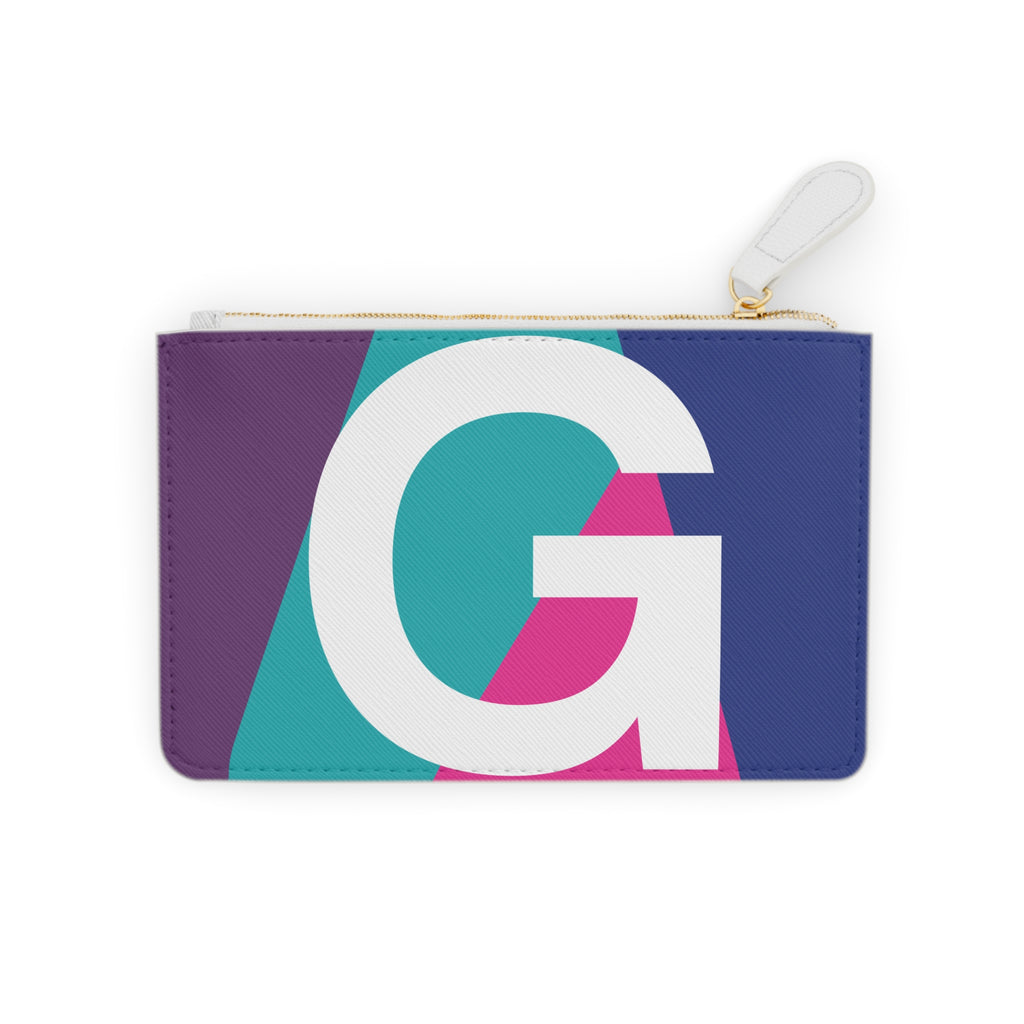 Initial G Mini Clutch — Colorblock Monogram Wristlet Wallet