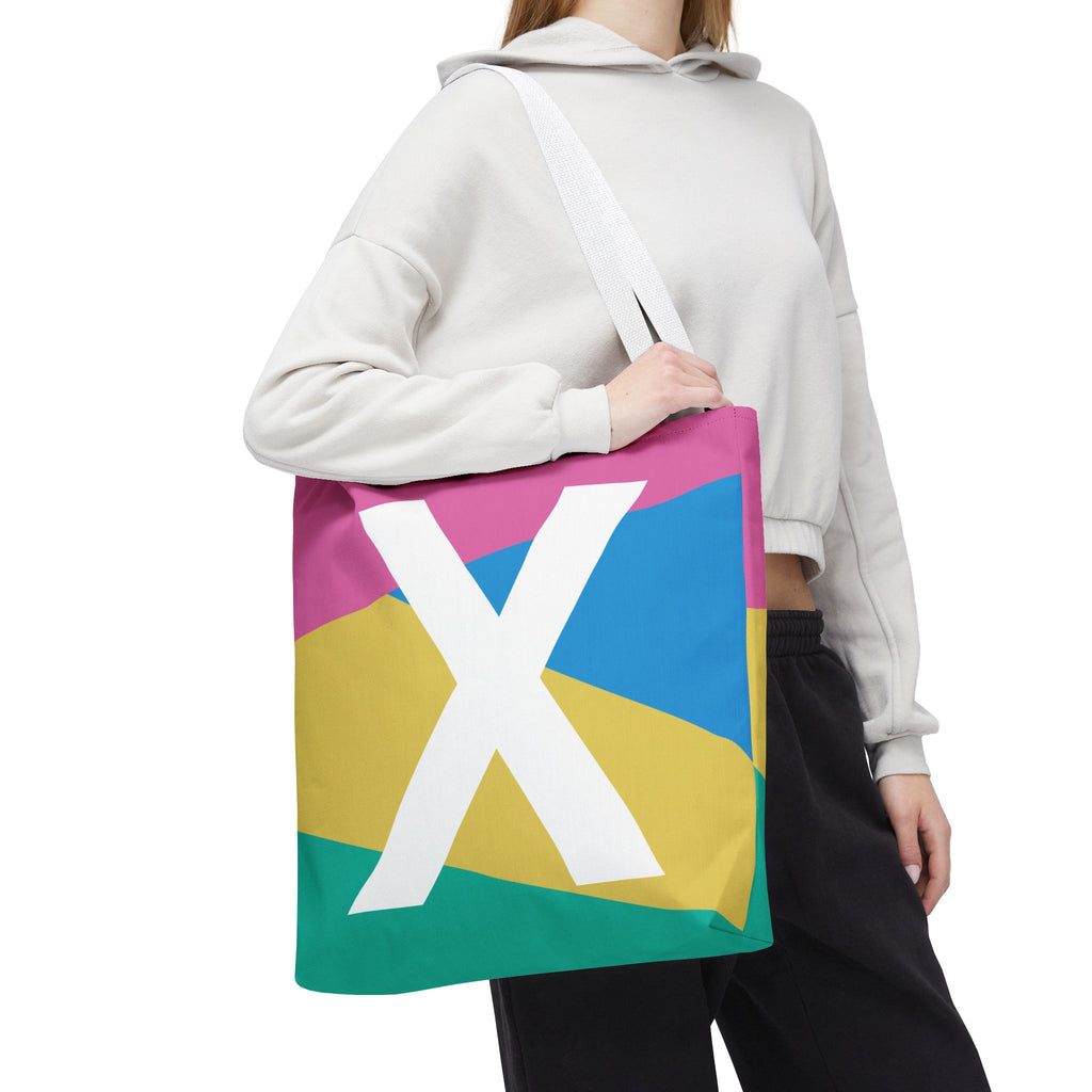 Monogram 'X' Colorblock Tote Bag — Personalized Initial X Shoulder Tote