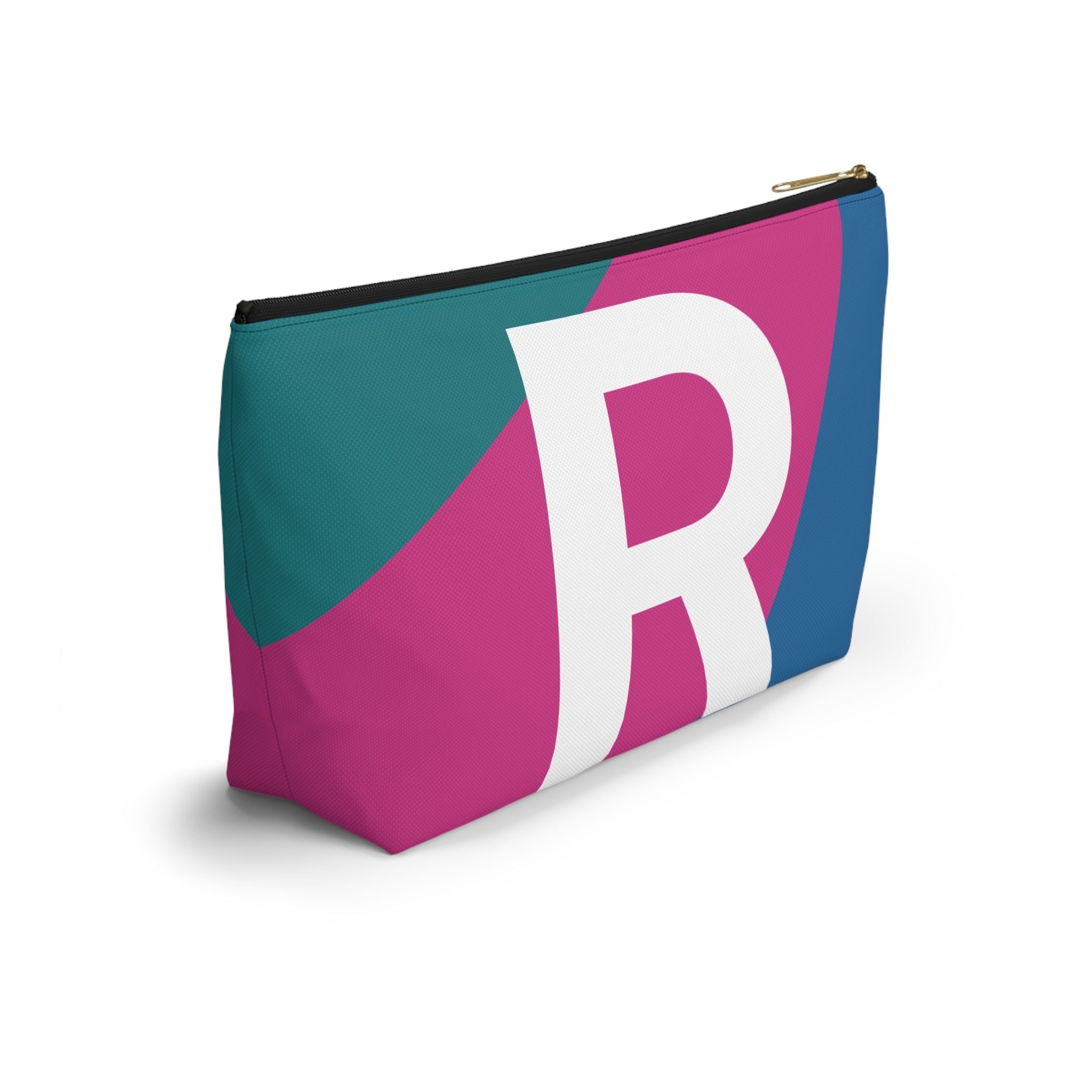 Initials Colorblock Accessory Pouch — Monogram R T-Bottom Cosmetic Bag
