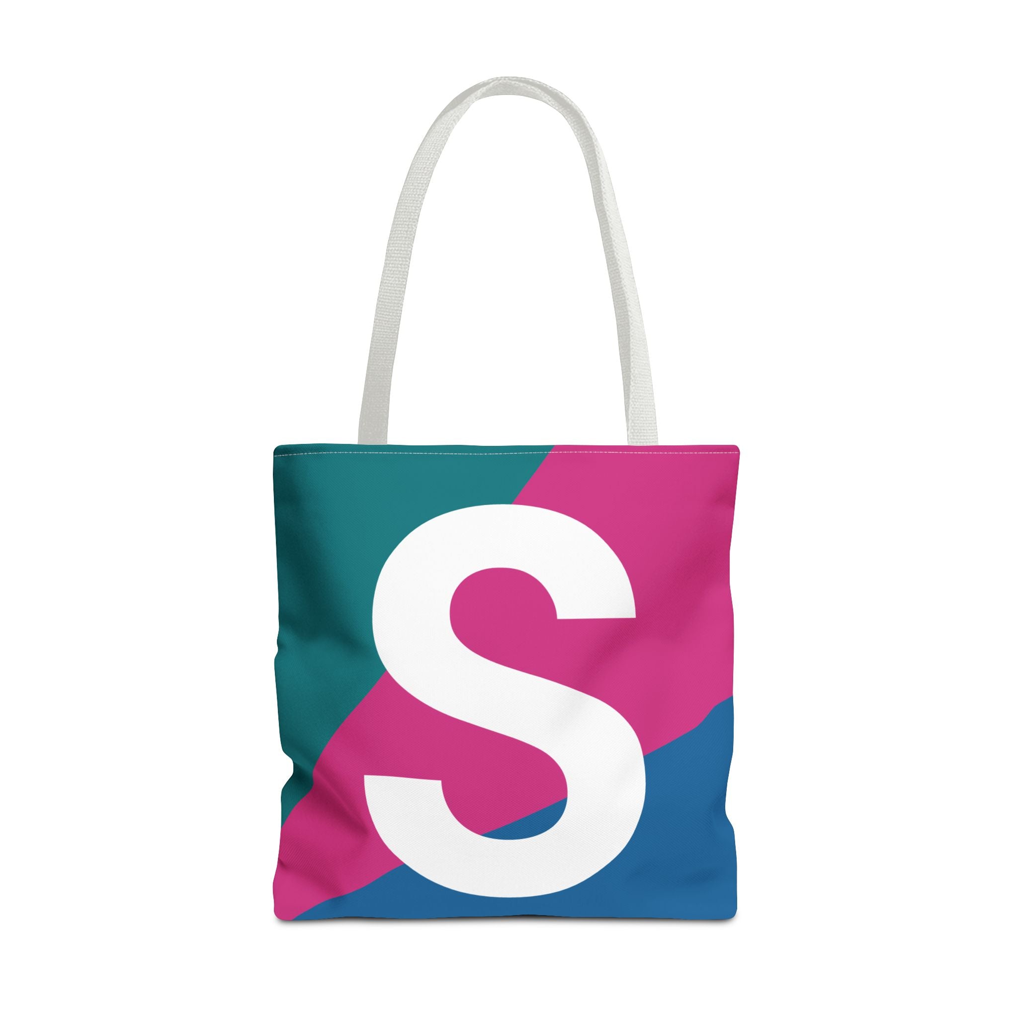 Monogram 'S' Colorblock Tote Bag — Personalized Initial S Shoulder Tote