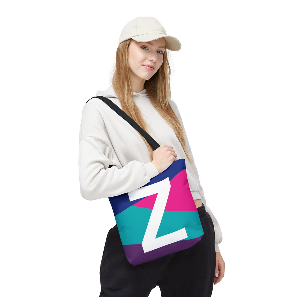 Monogram 'Z' Colorblock Tote Bag — Personalized Initial Z Shoulder Tote