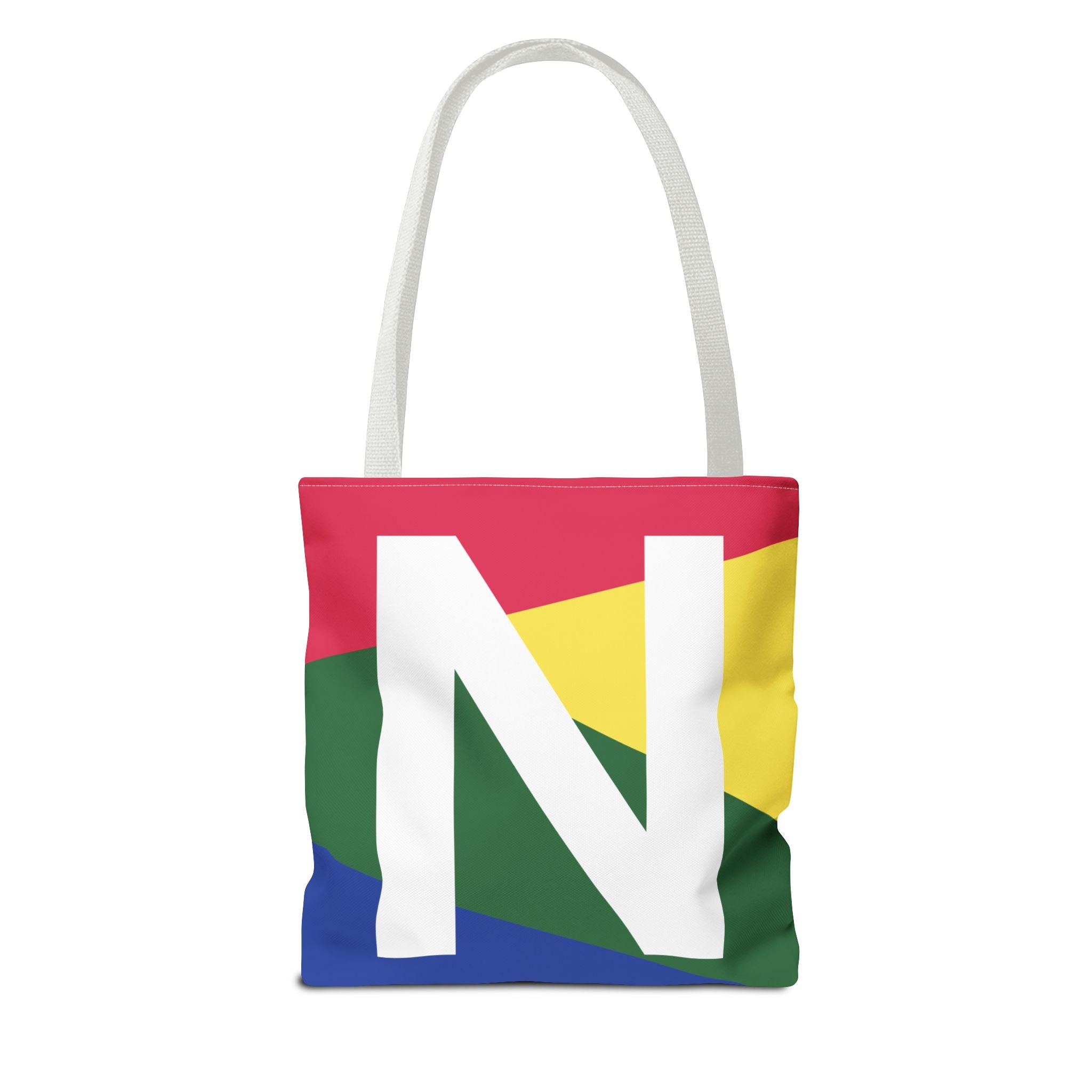 Monogram 'N' Colorblock Tote Bag — Personalized Initial N Shoulder Tote