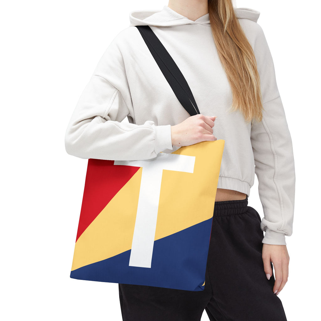Monogram 'T' Colorblock Tote Bag — Personalized Initial T Shoulder Tote