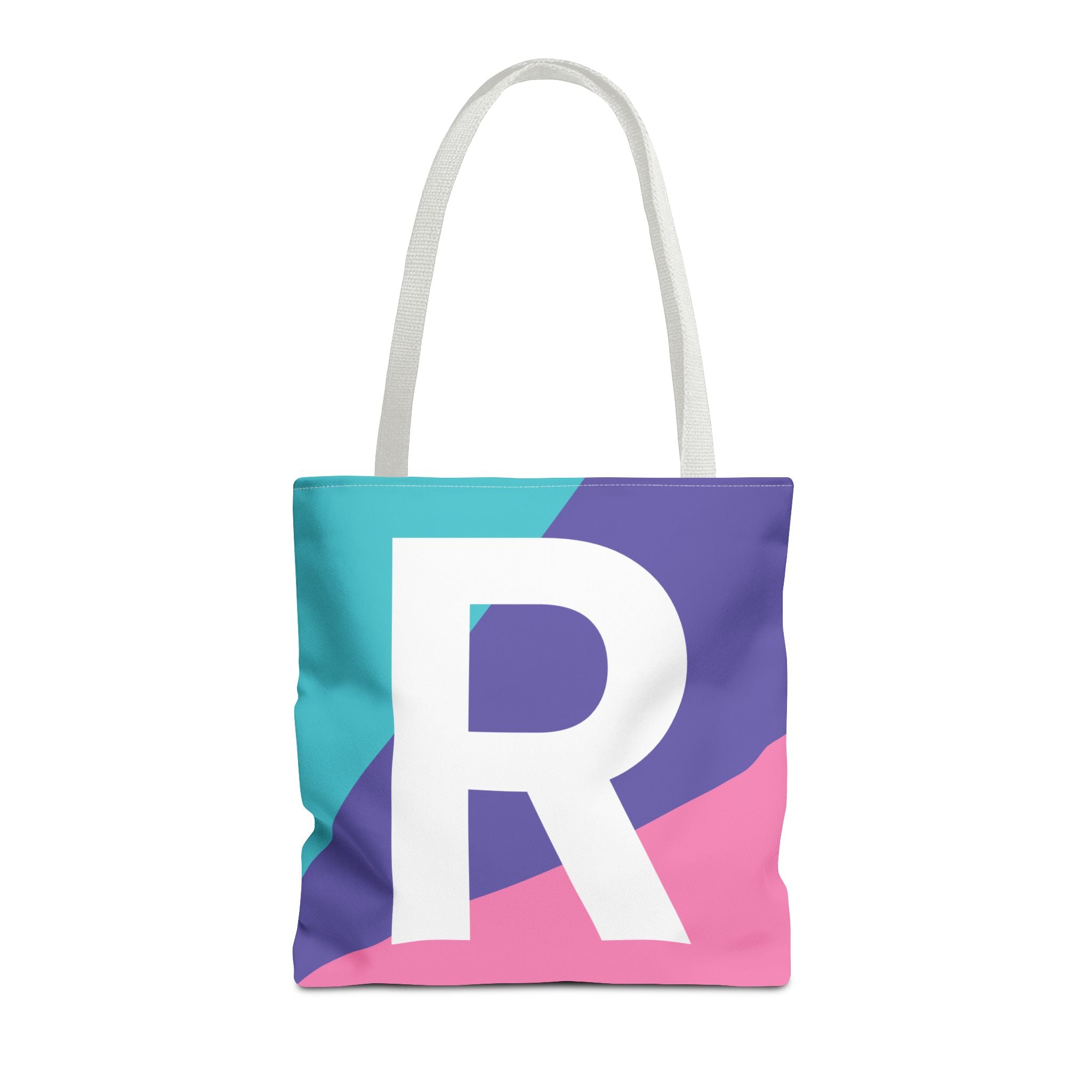 Monogram 'R' Colorblock Tote Bag — Personalized Initial R Shoulder Tote