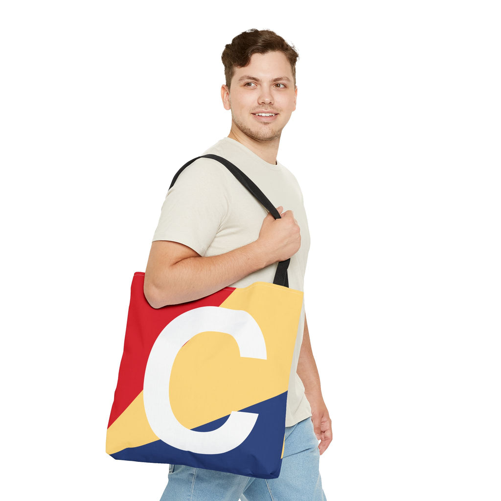 Monogram 'C' Colorblock Tote Bag — Personalized Initial C Shoulder Tote