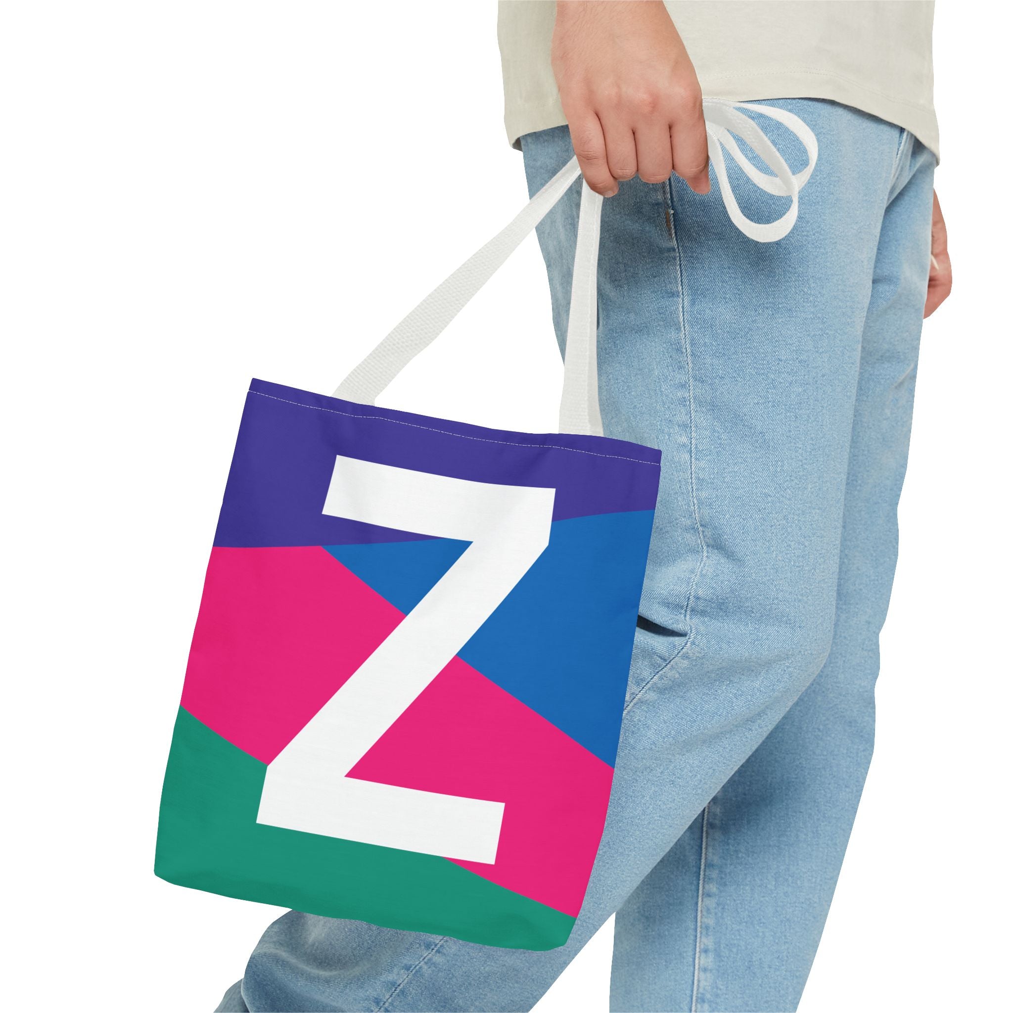 Monogram 'Z' Colorblock Tote Bag — Personalized Initial Z Shoulder Tote