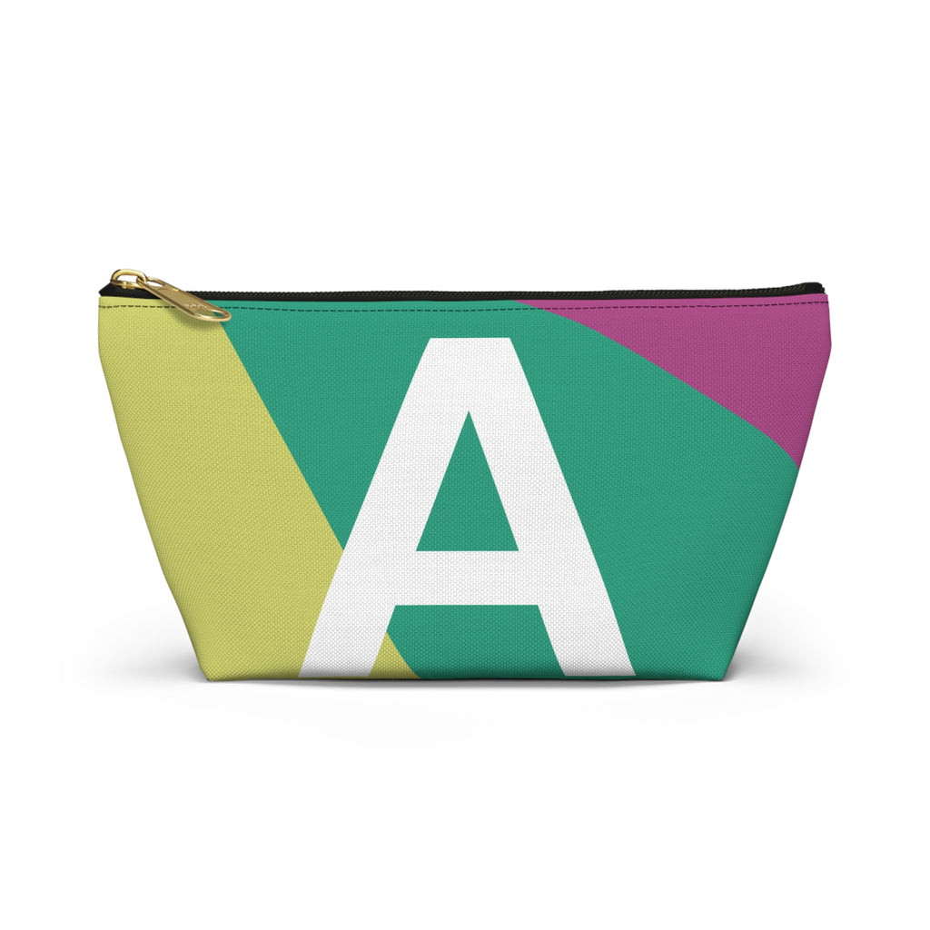 Initials Colorblock Accessory Pouch — Monogram A T-Bottom Cosmetic Bag