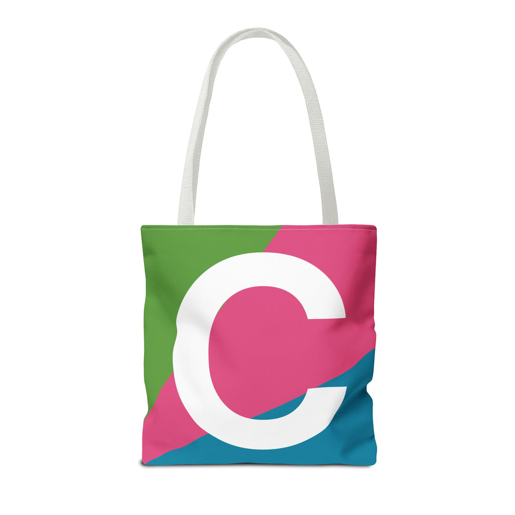 Monogram 'C' Colorblock Tote Bag — Personalized Initial C Shoulder Tote