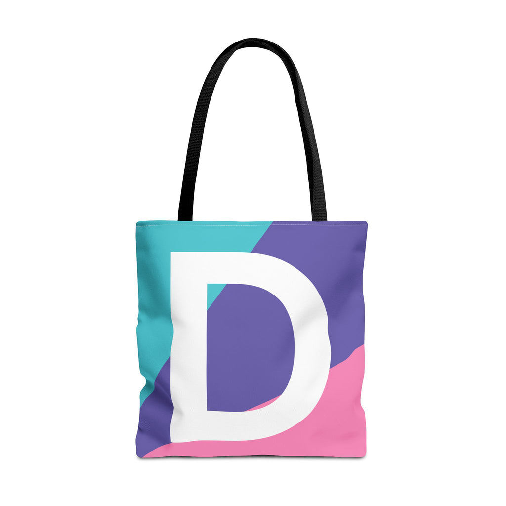 Monogram 'D' Colorblock Tote Bag — Personalized Initial D Shoulder Tote