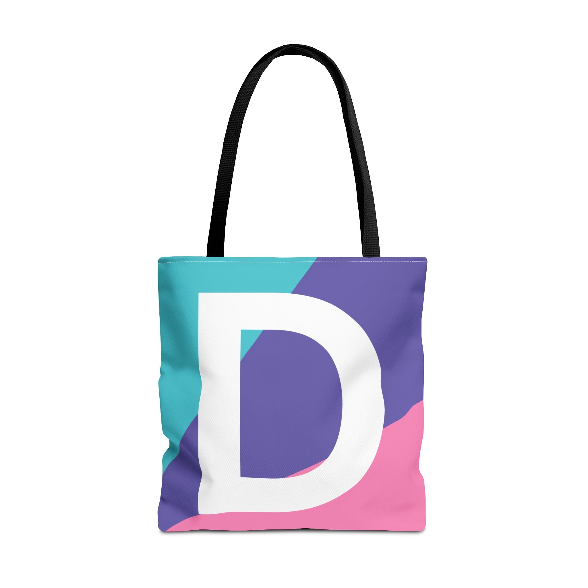 Monogram 'D' Colorblock Tote Bag — Personalized Initial D Shoulder Tote