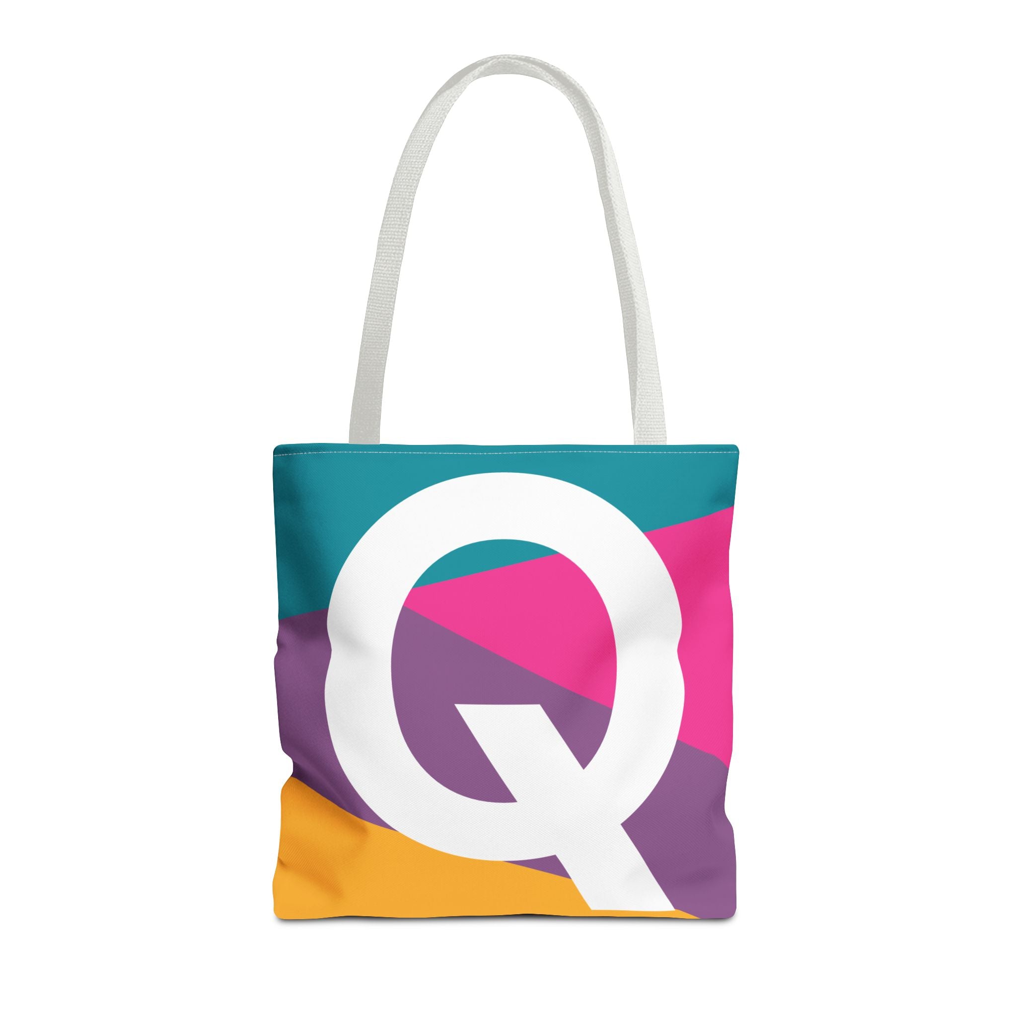 Monogram 'Q' Colorblock Tote Bag — Personalized Initial Q Shoulder Tote