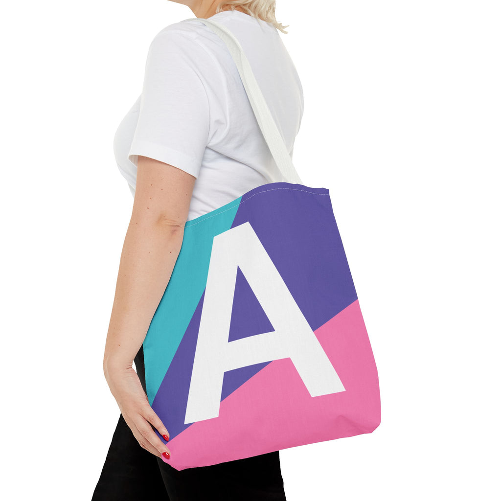 Monogram 'A' Colorblock Tote Bag — Personalized Initial A Shoulder Tote