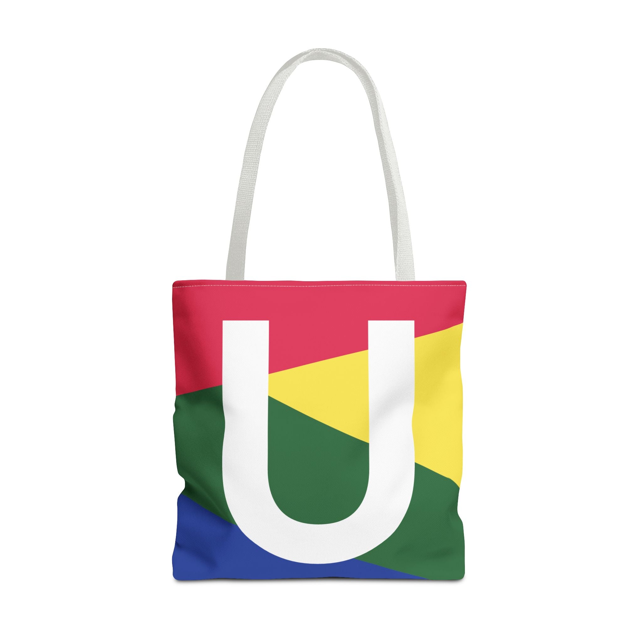 Monogram 'U' Colorblock Tote Bag — Personalized Initial U Shoulder Tote