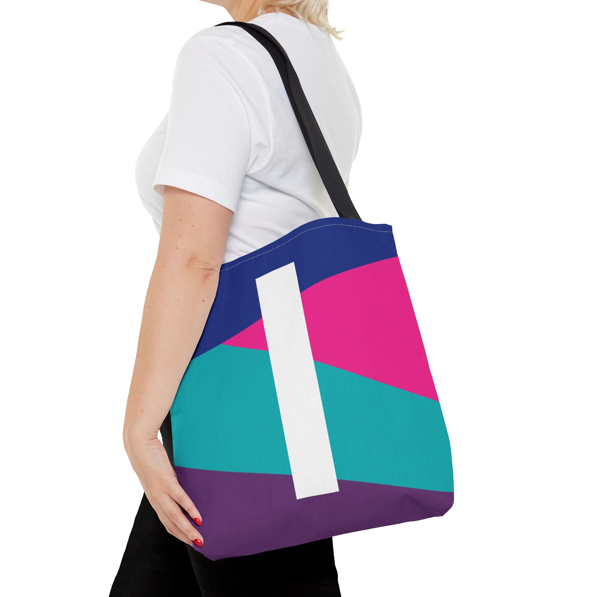 Monogram 'I' Colorblock Tote Bag — Personalized Initial I Shoulder Tote