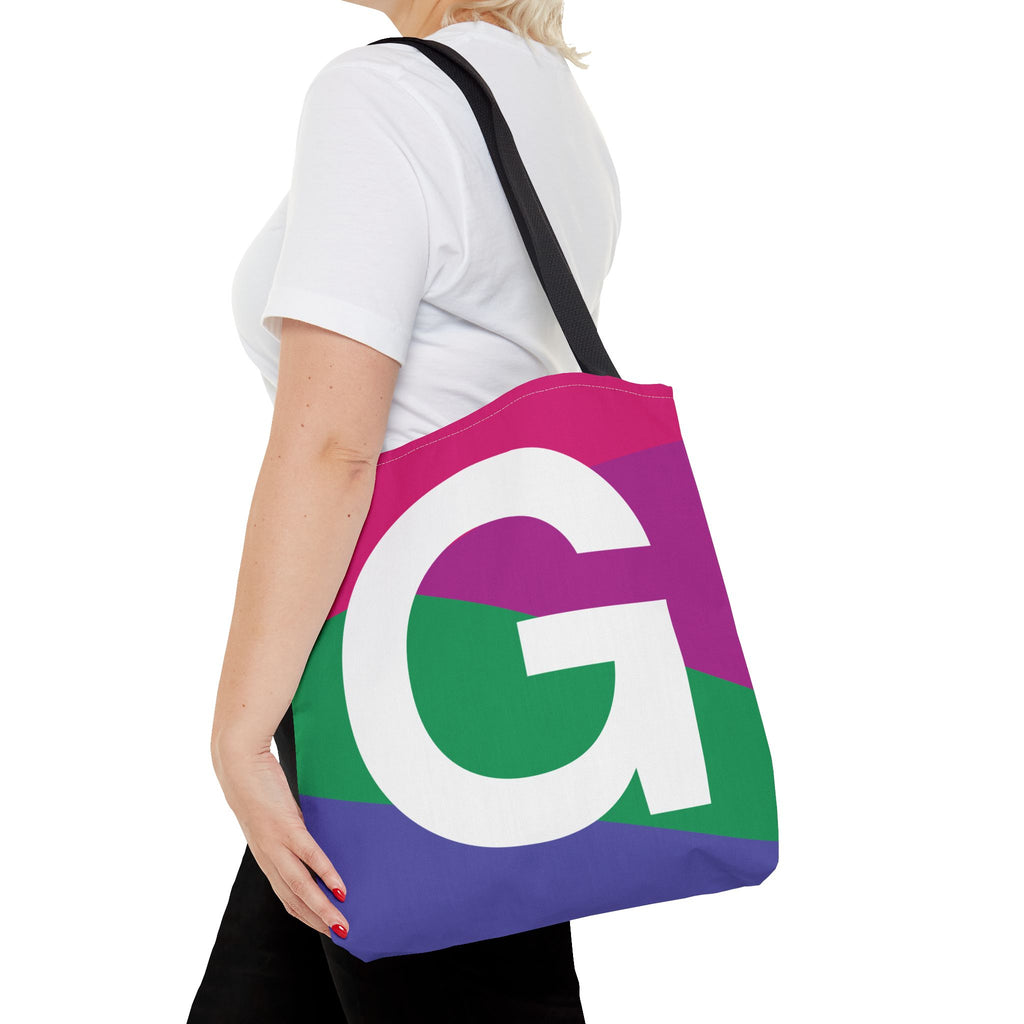 Monogram 'G' Colorblock Tote Bag — Personalized Initial G Shoulder Tote