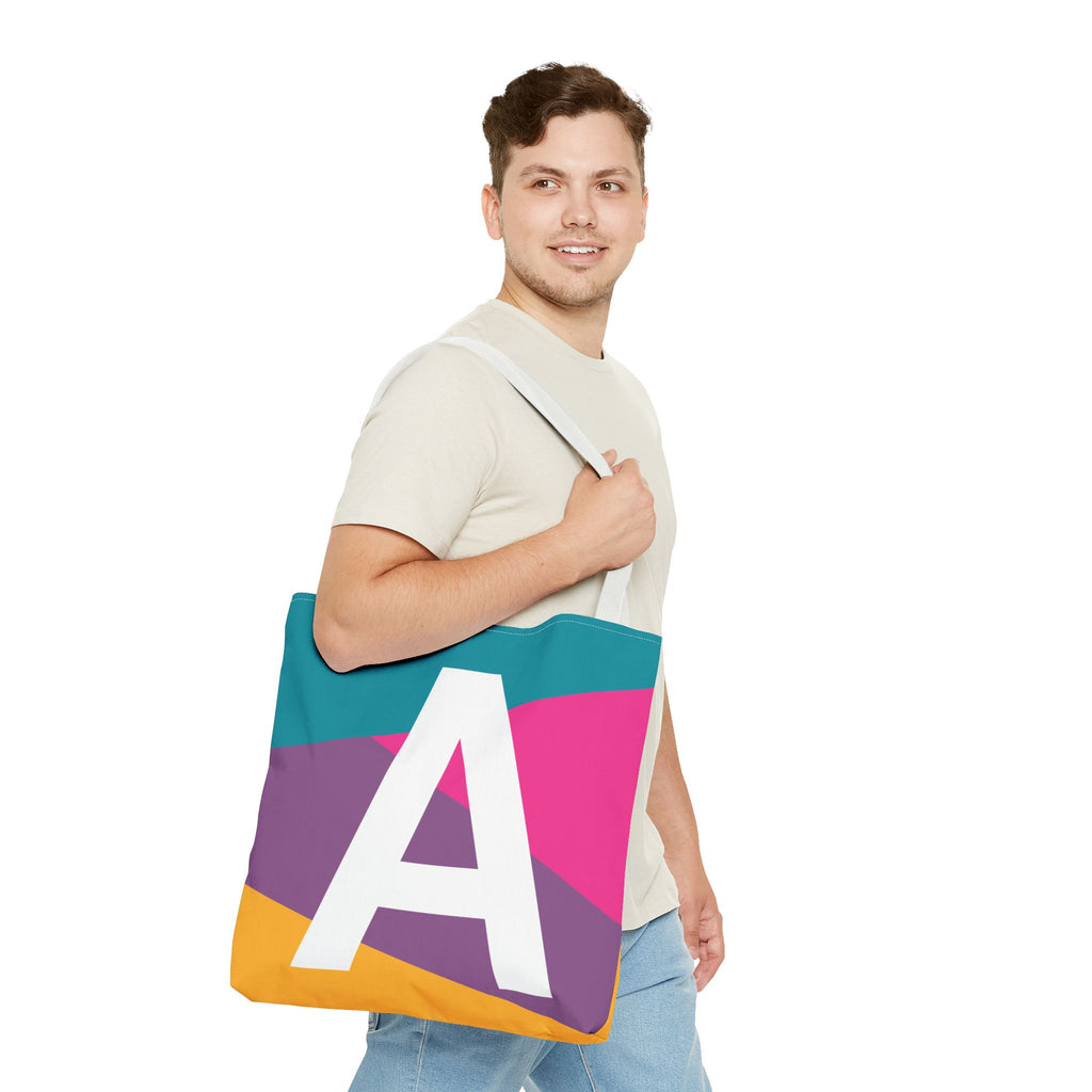 Monogram 'A' Colorblock Tote Bag — Personalized Initial A Shoulder Tote