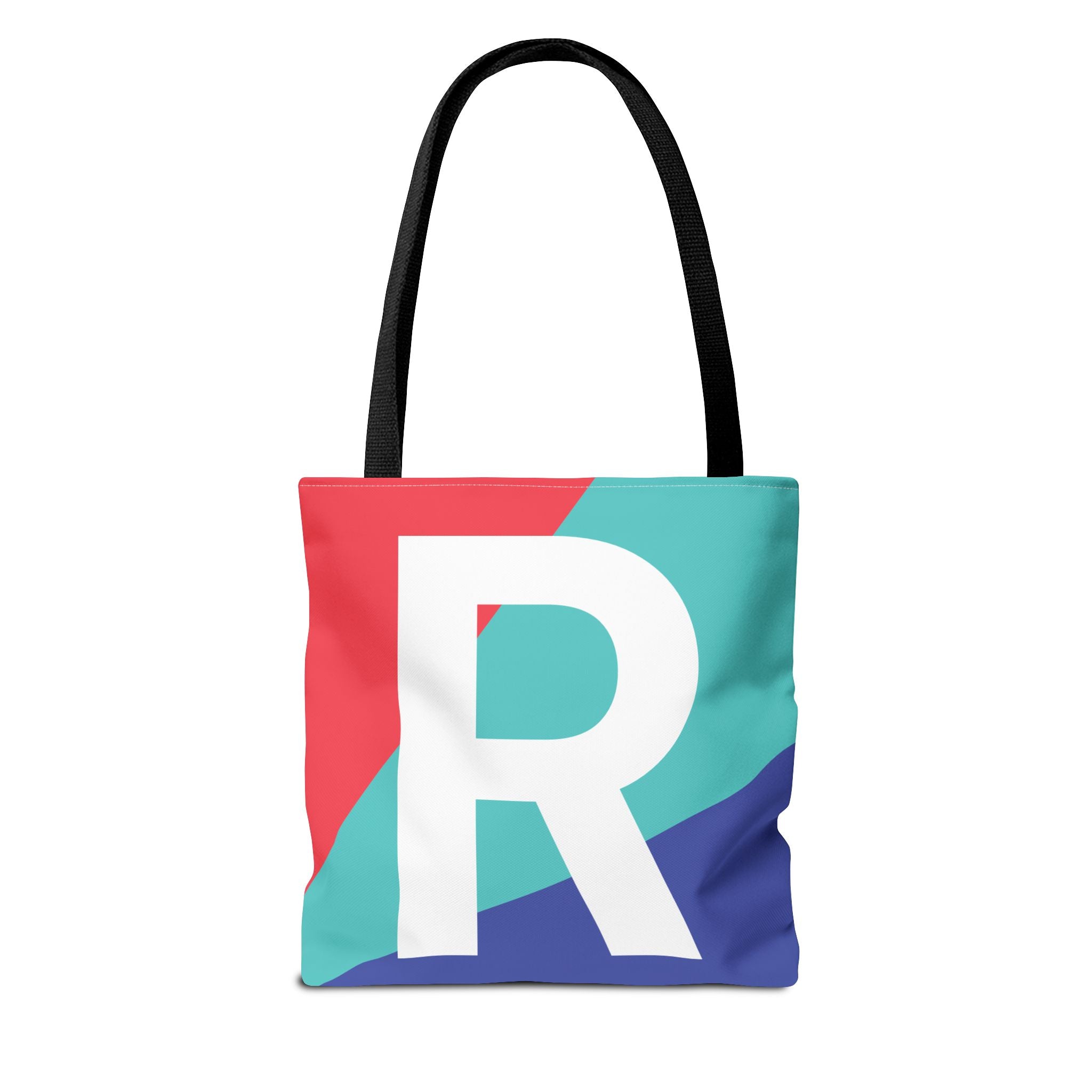Monogram 'R' Colorblock Tote Bag — Personalized Initial R Shoulder Tote