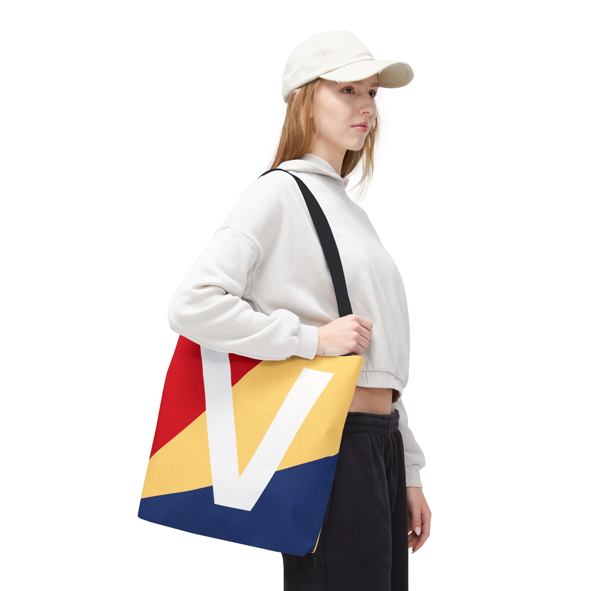 Monogram 'V' Colorblock Tote Bag — Personalized Initial V Shoulder Tote