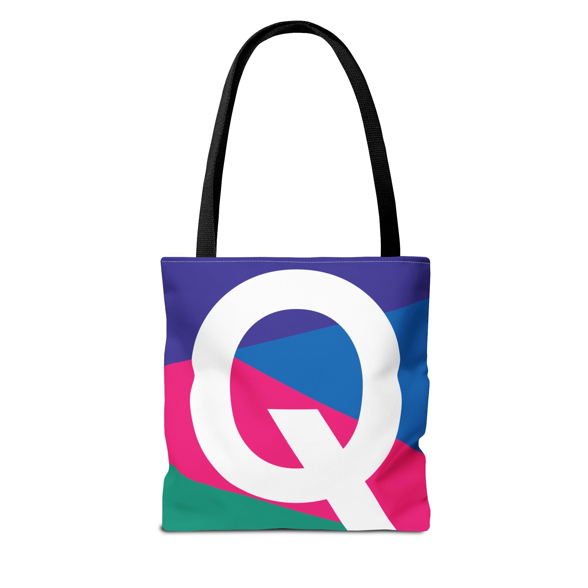 Monogram 'Q' Colorblock Tote Bag — Personalized Initial Q Shoulder Tote