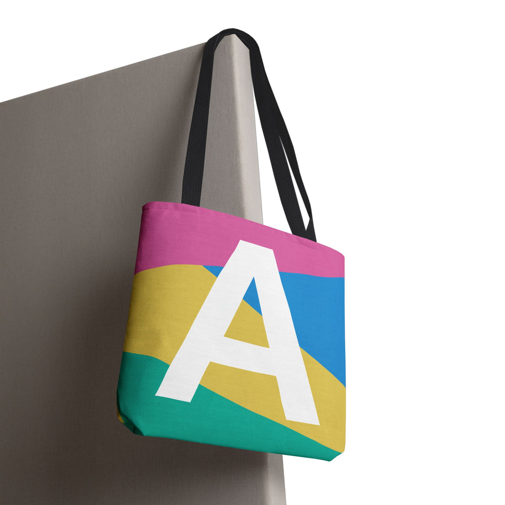 Monogram 'A' Colorblock Tote Bag — Personalized Initial A Shoulder Tote