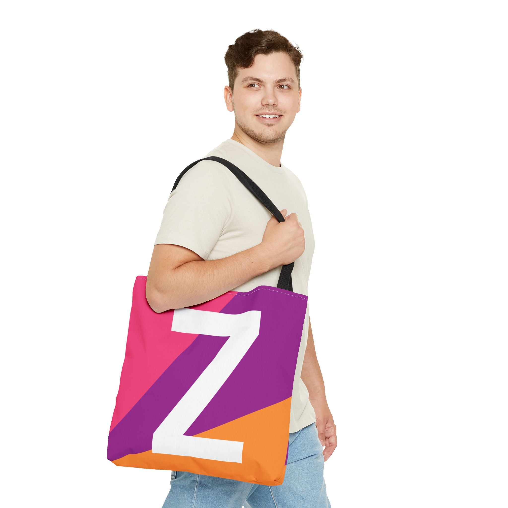 Monogram 'Z' Colorblock Tote Bag — Personalized Initial Z Shoulder Tote