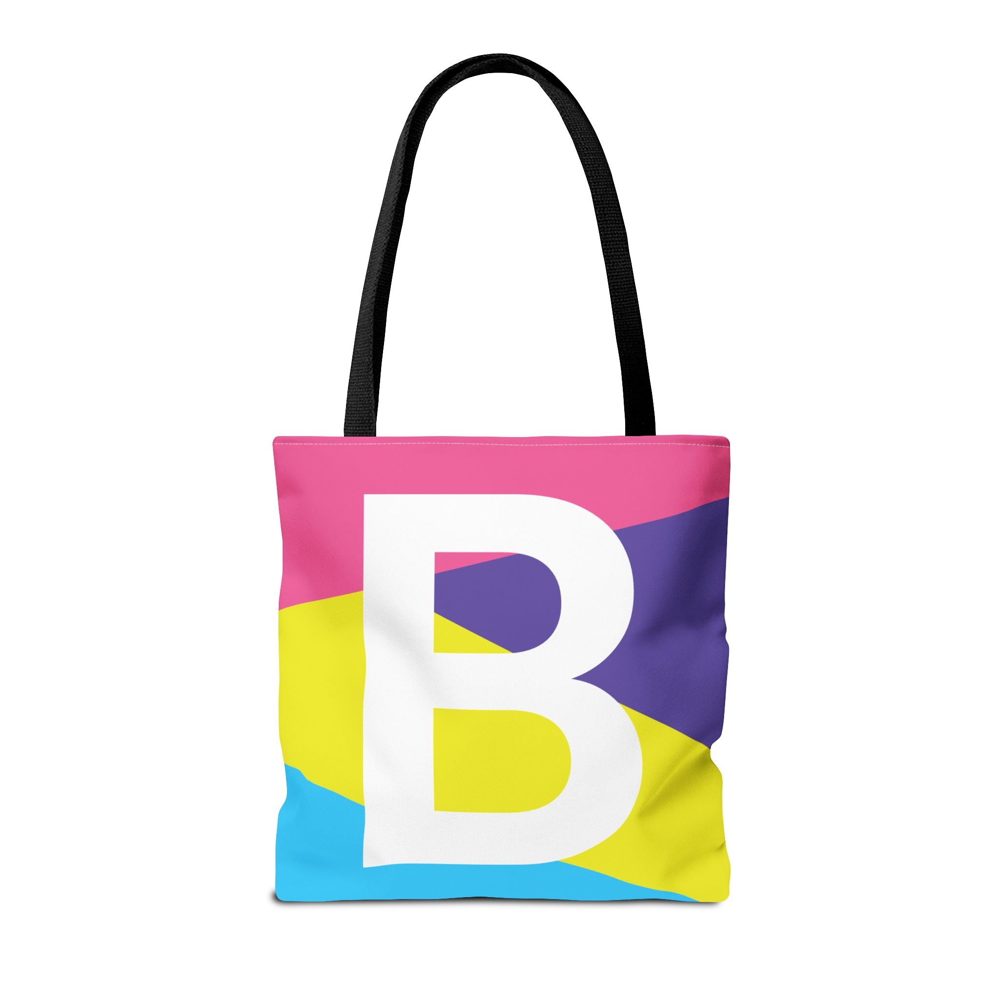 Monogram 'B' Colorblock Tote Bag — Personalized Initial B Shoulder Tote