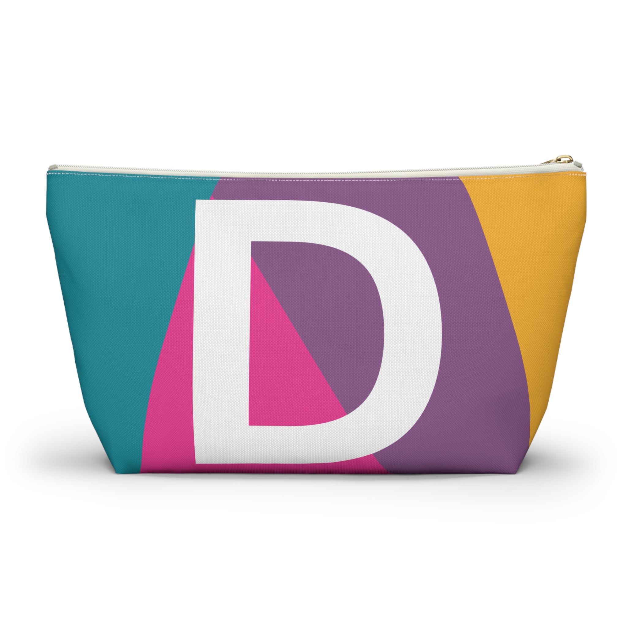 Initials Colorblock Accessory Pouch — Monogram D T-Bottom Cosmetic Bag