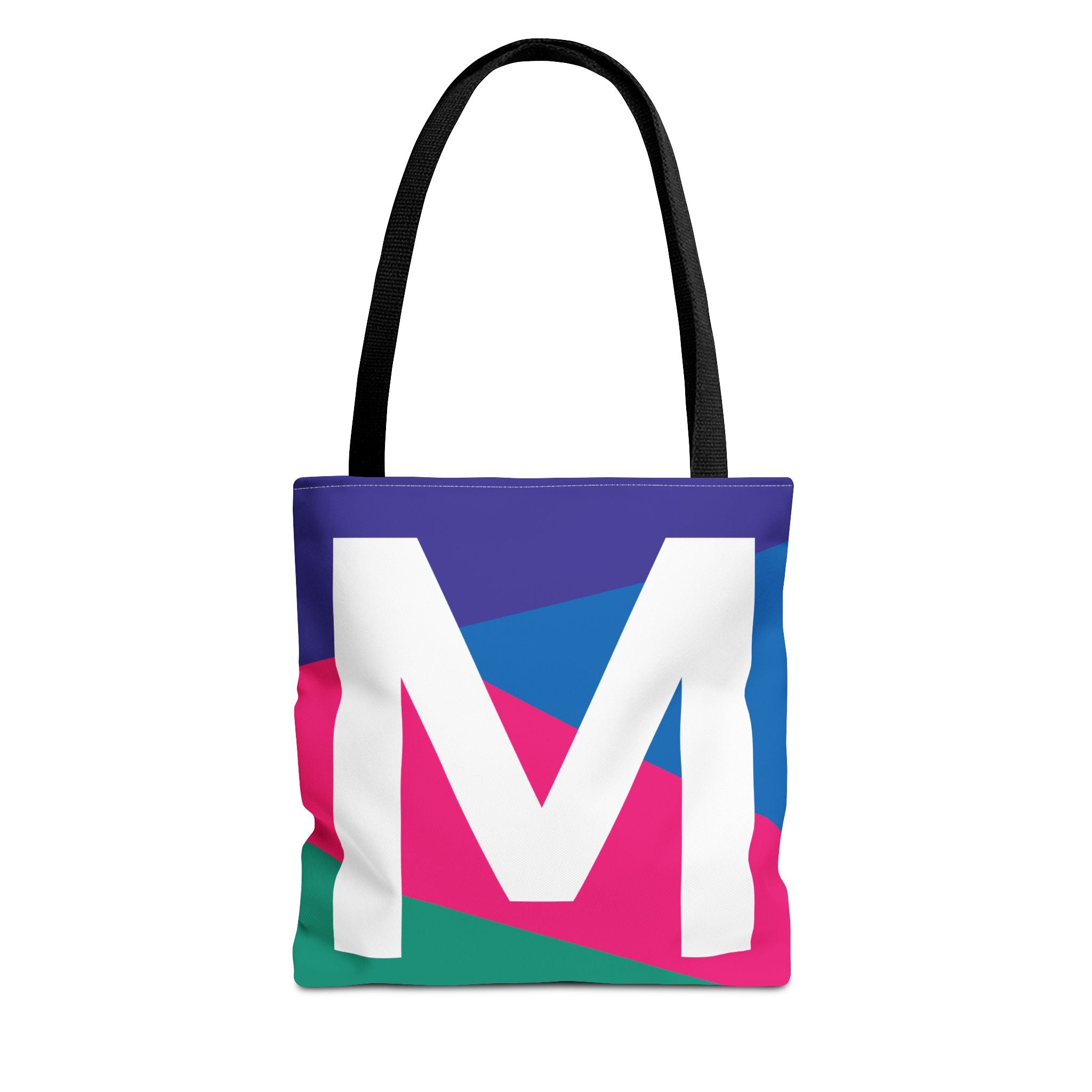 Monogram 'M' Colorblock Tote Bag — Personalized Initial M Shoulder Tote
