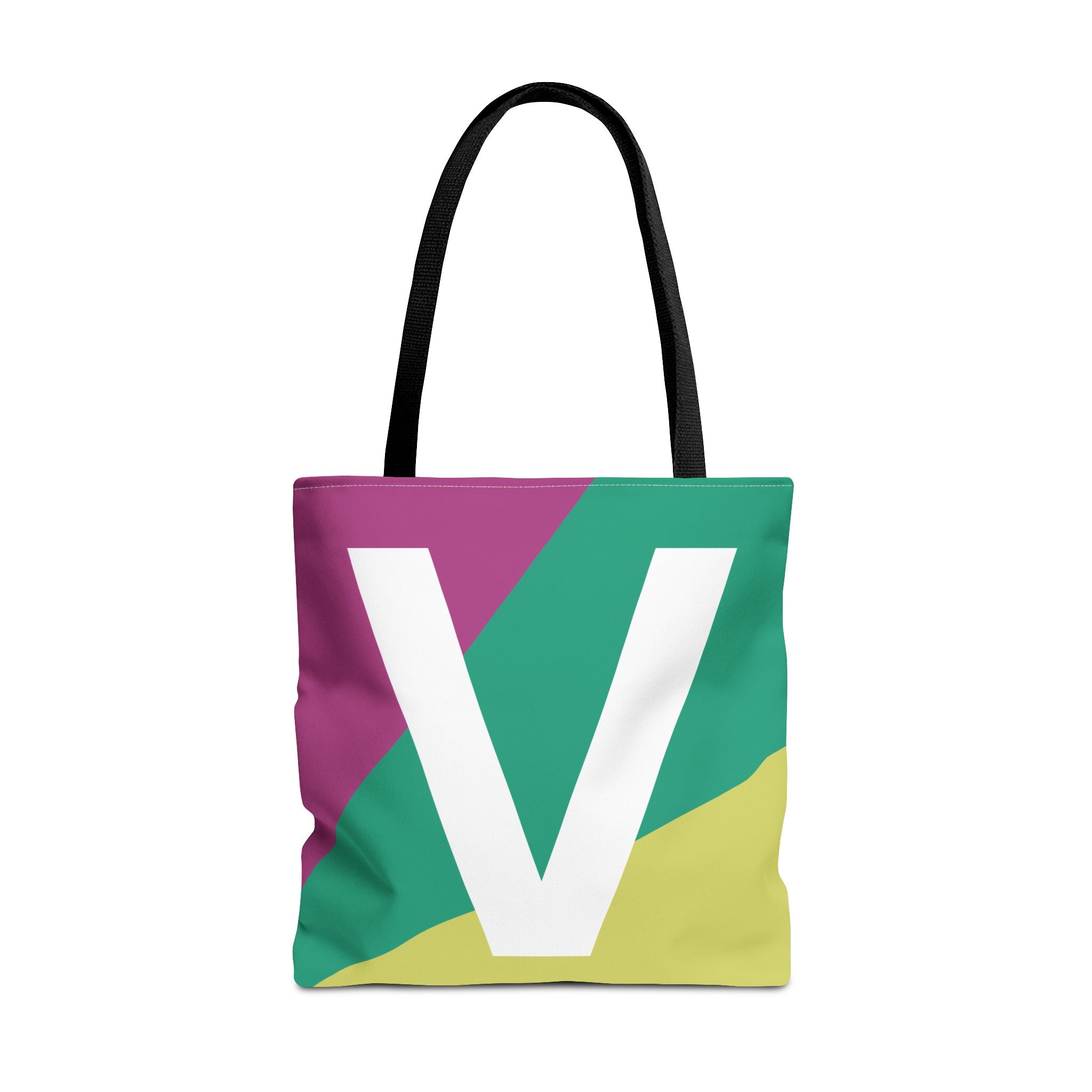 Monogram 'V' Colorblock Tote Bag — Personalized Initial V Shoulder Tote