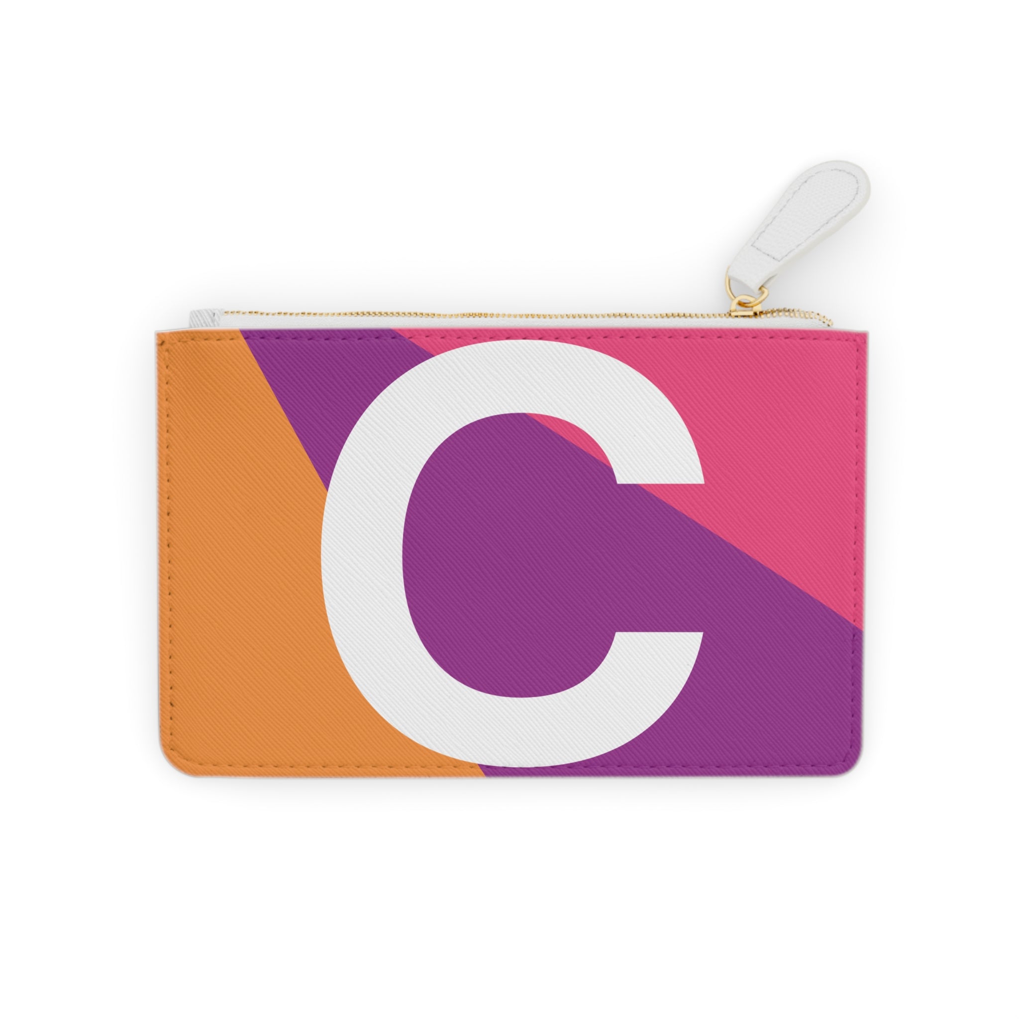 Initial C Mini Clutch — Colorblock Monogram Wristlet Wallet