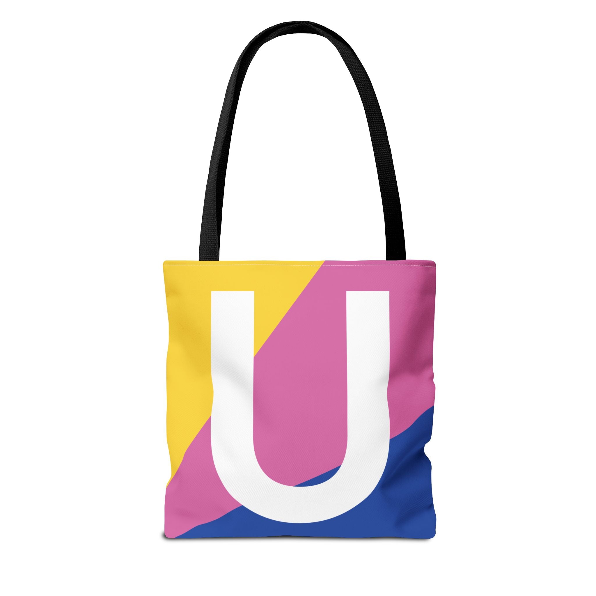 Monogram 'U' Colorblock Tote Bag — Personalized Initial U Shoulder Tote