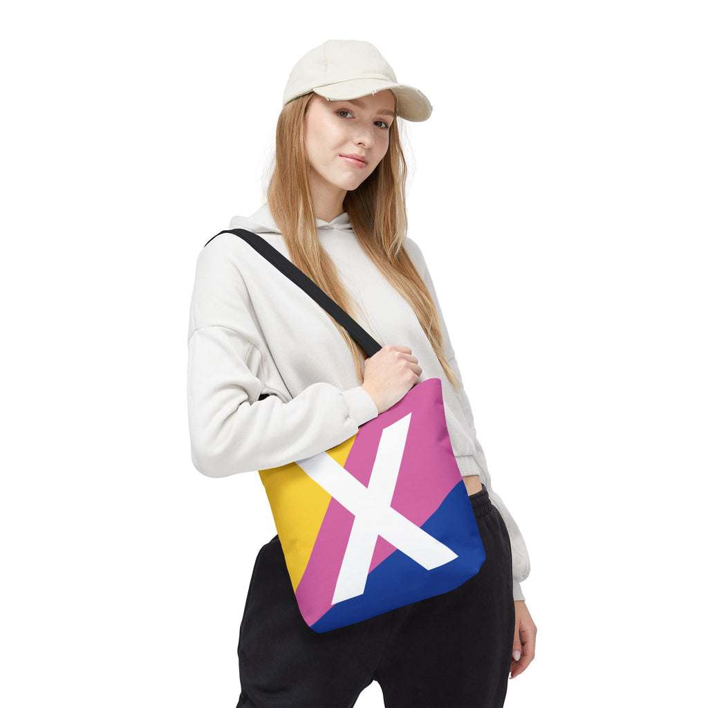 Monogram 'X' Colorblock Tote Bag — Personalized Initial X Shoulder Tote