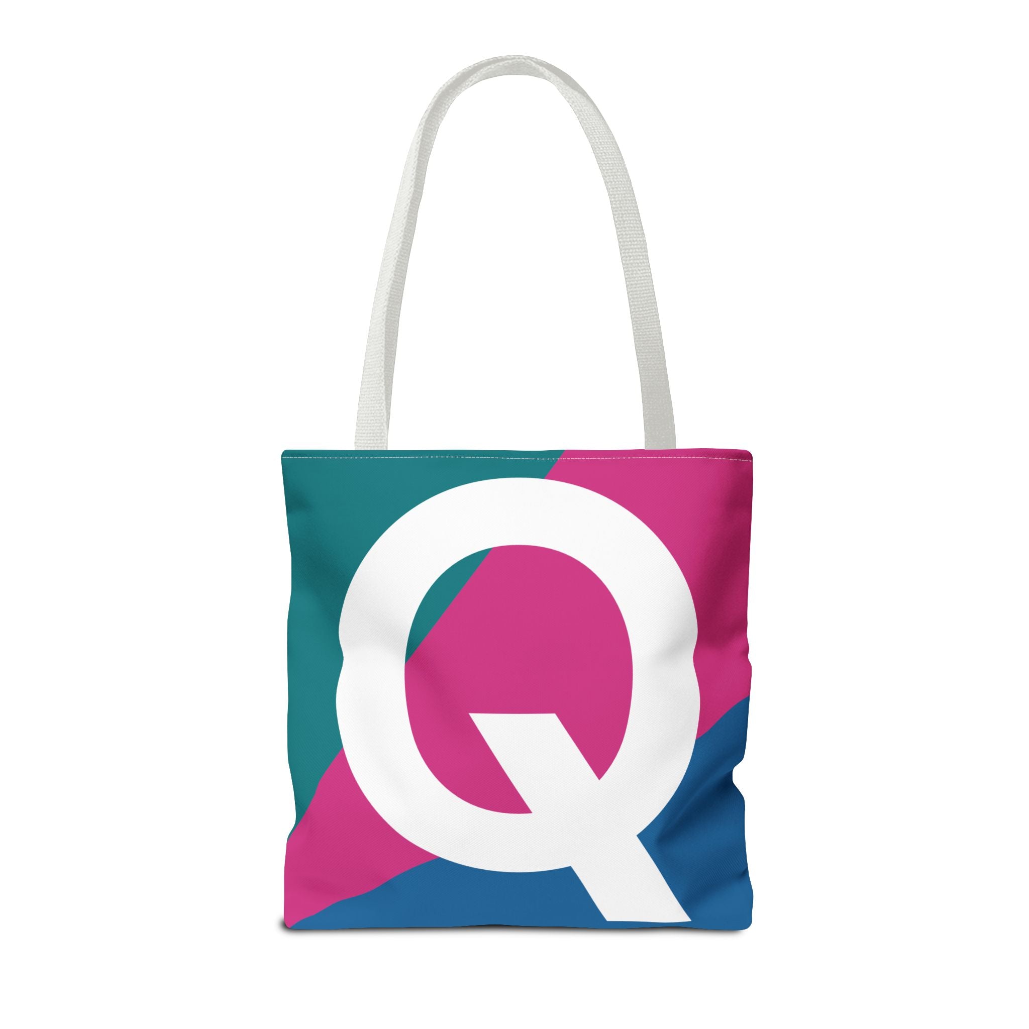 Monogram 'Q' Colorblock Tote Bag — Personalized Initial Q Shoulder Tote