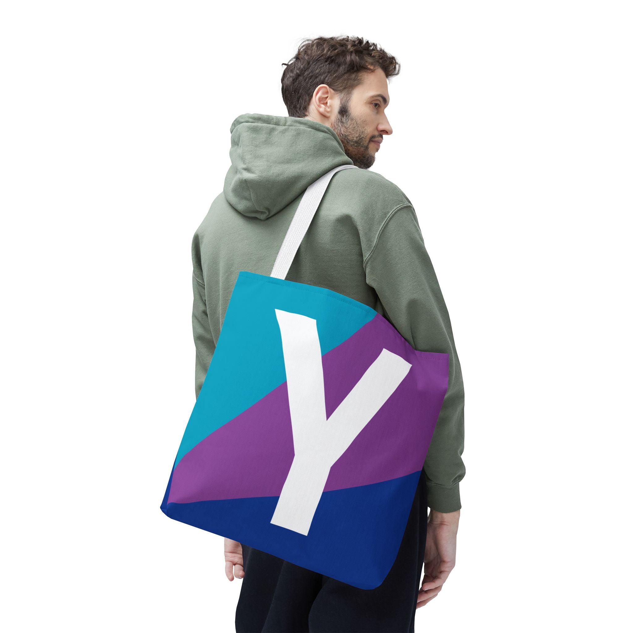 Monogram 'Y' Colorblock Tote Bag — Personalized Initial Y Shoulder Tote