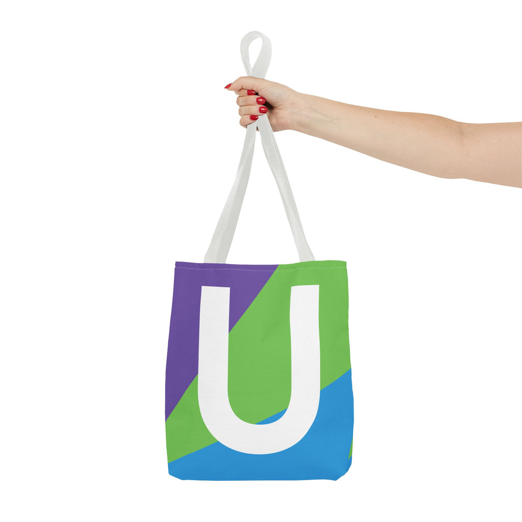 Monogram 'U' Colorblock Tote Bag — Personalized Initial U Shoulder Tote