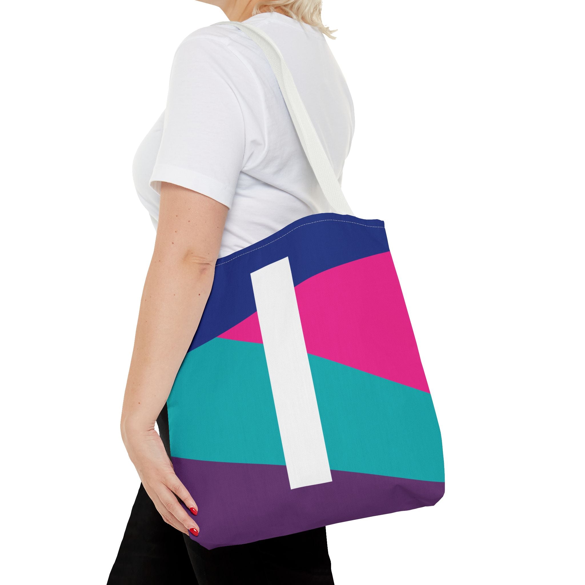Monogram 'I' Colorblock Tote Bag — Personalized Initial I Shoulder Tote