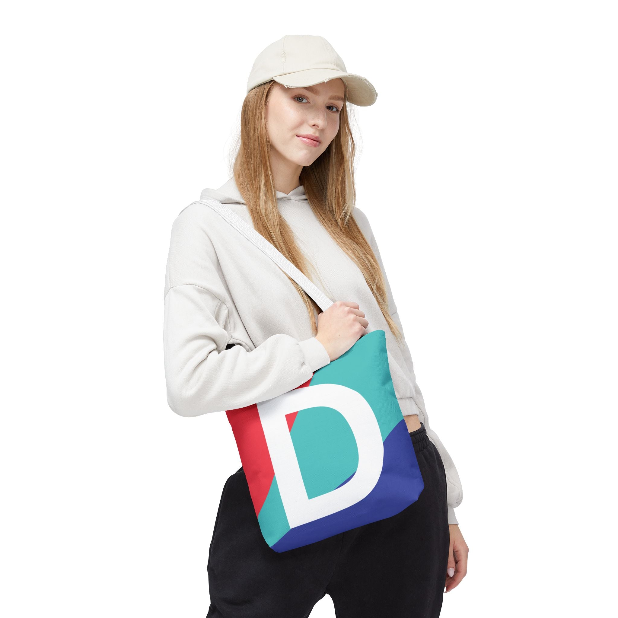 Monogram 'D' Colorblock Tote Bag — Personalized Initial D Shoulder Tote