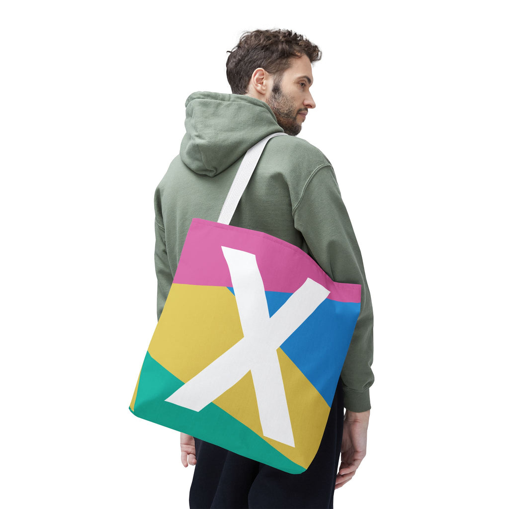 Monogram 'X' Colorblock Tote Bag — Personalized Initial X Shoulder Tote