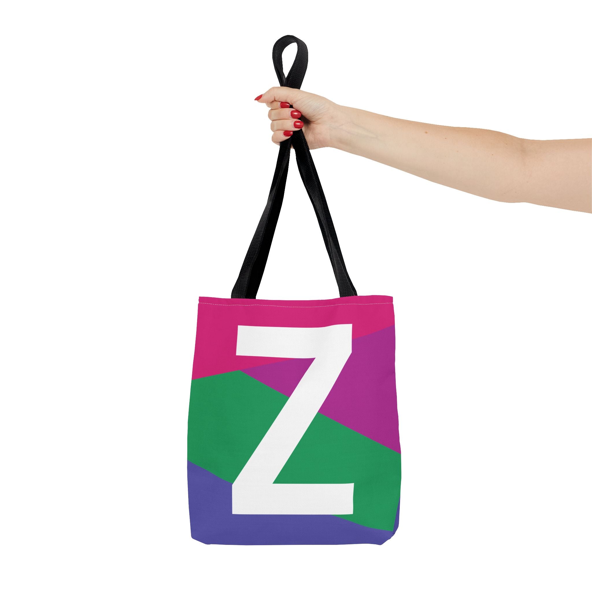 Monogram 'Z' Colorblock Tote Bag — Personalized Initial Z Shoulder Tote